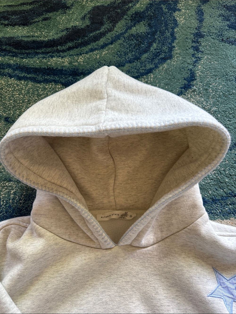 Altar'd State Light Gray Star Embroidered Hoodie - Picture 7 of 10
